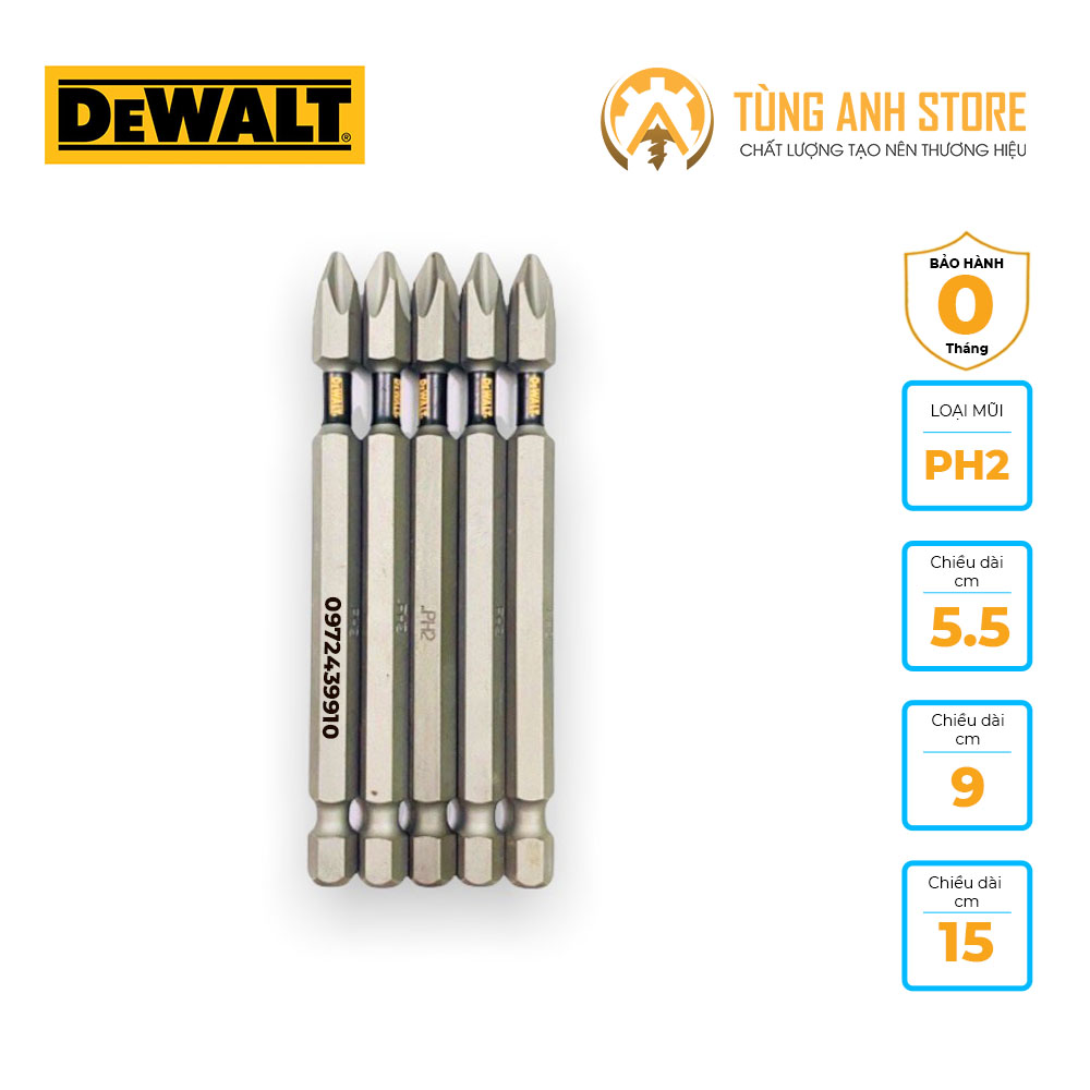 Mũi Bắn Vít DEWALT Có Từ, PH2 5cm, 9cm, 15cm