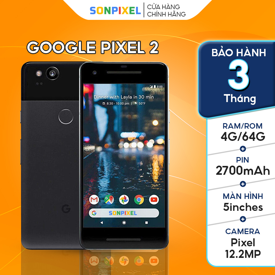 Điện thoại google pixel 2, chip snapdragon 835, ram 4/64gb. sonpixel