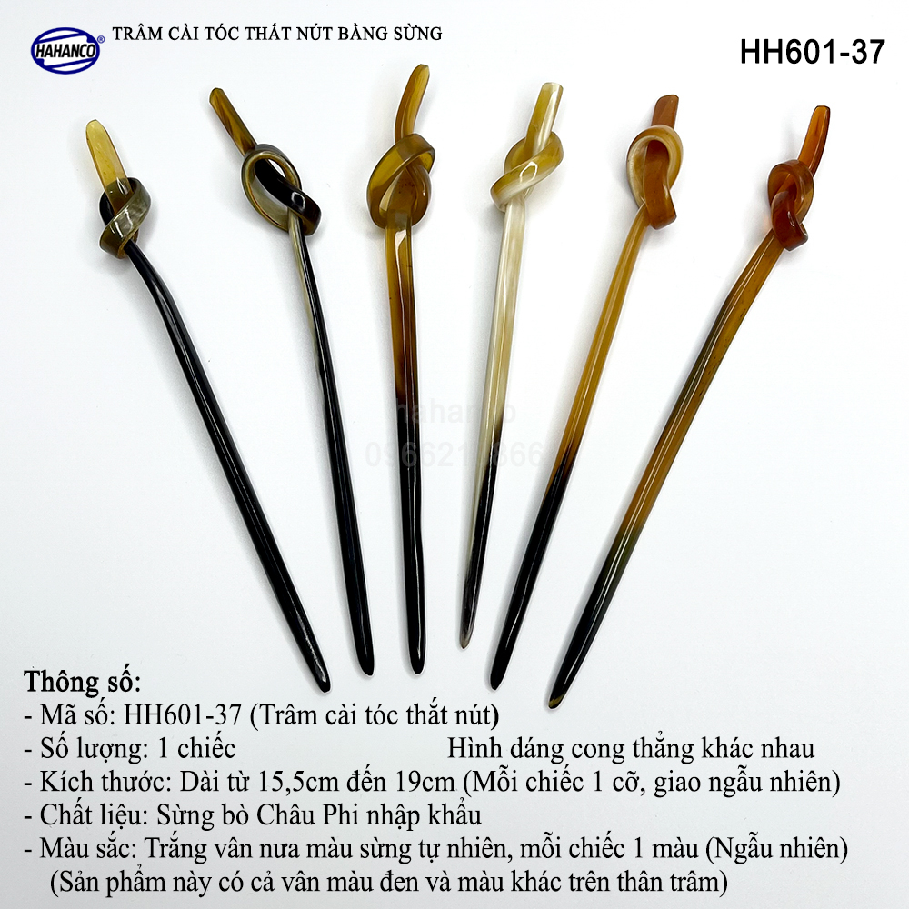 Trâm cài tóc bằng sừng, đầu trâm thắt nút kiểu dáng lạ (HH601-37)