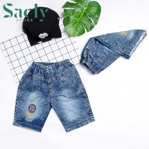 Quần jeans lửng bé trai từ 6kg - 17kg (Quần jeans lững màu xanh)