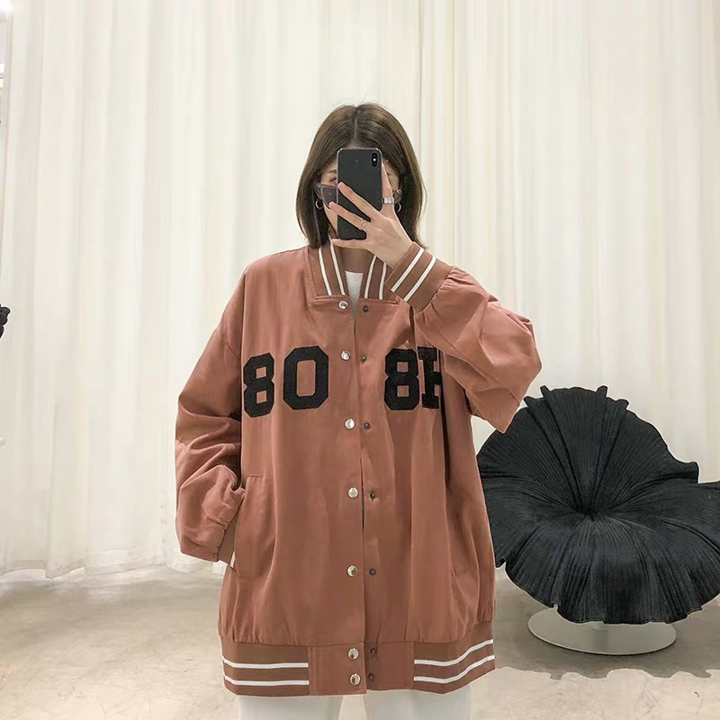 Áo khoác hoodie nữ phong cách bomber sành điệu fom rộng phủ mông ONE HIT STORE