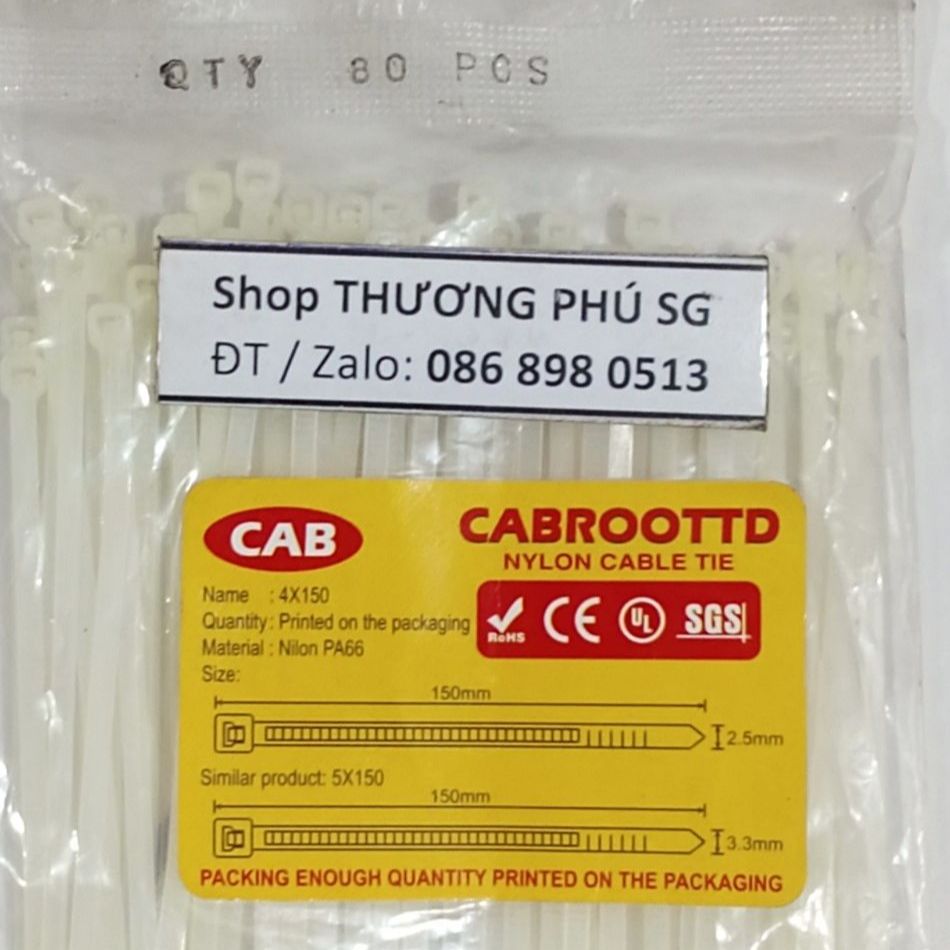 Dây rút nhựa dài 15Cm (Kích thước Rộng X Dài: 4mm X 150mm)