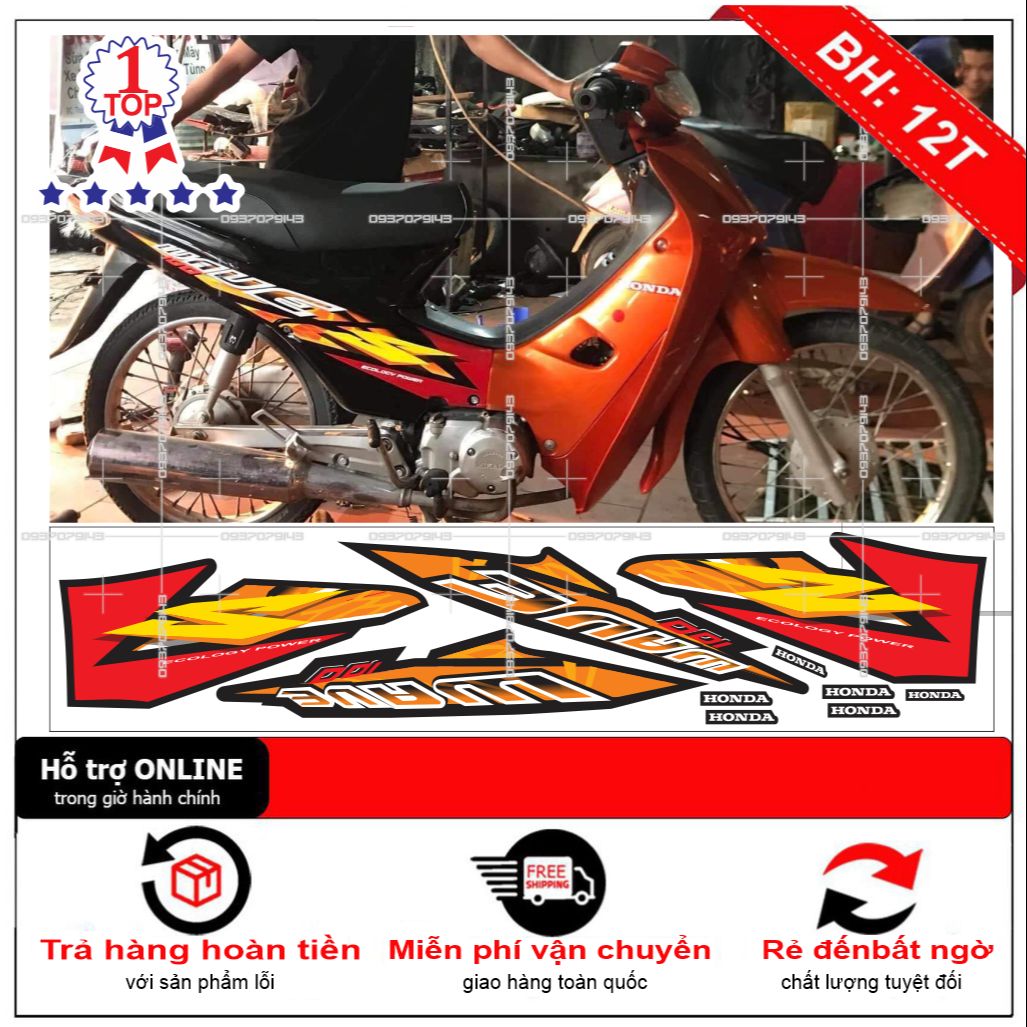 Tem xe wave S nhỏ đời đầu đỏ đen