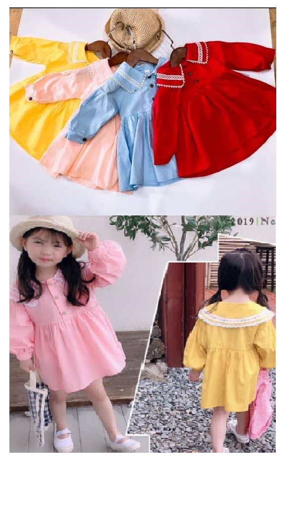 Váy Bé Gái, Chất Thô Hàn Ren Mềm Mịn.