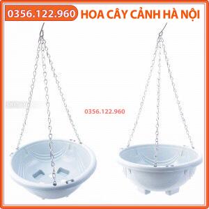 [Giá hủy diệt] bộ 10 chậu nhựa chảo treo dây sắt trồng hoa màu trắng đường kính 28cm