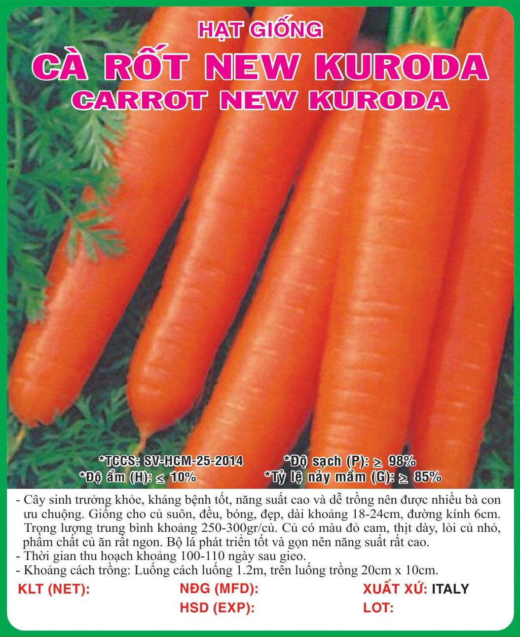 Hạt giống Cà rốt New Kuroda củ dài to mậpVTS19 | Vạn Tín Store