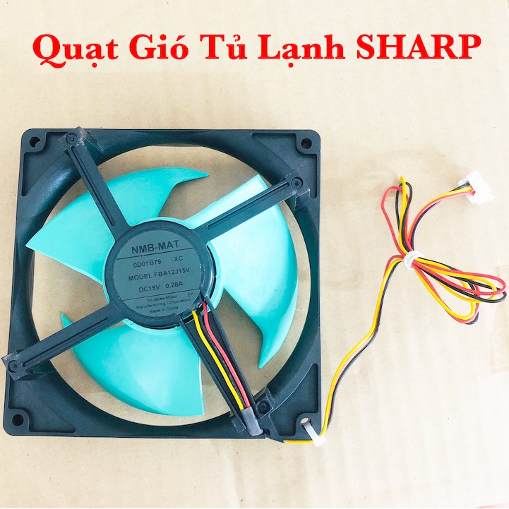 Quạt Gió tủ lạnh Sharp DC15V NMB-MAT KT12.5x12.5 - 3 cánh 4 dây