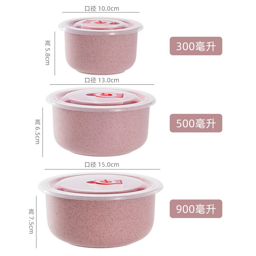 Bộ 3 tô nhựa lúa mạch có nắp đậy.- Bộ 3 Hộp Cơm Lúa Mạch
