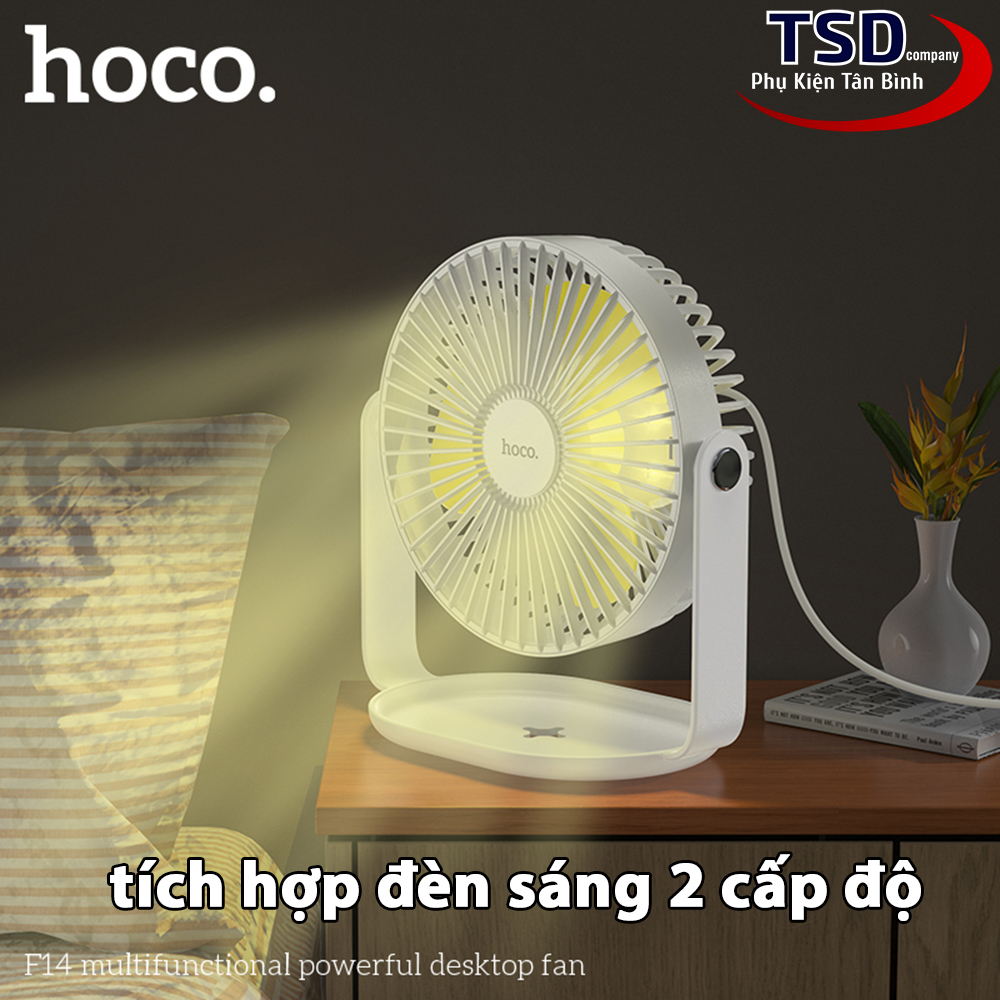 Quạt Để Bàn 4 Tốc Độ Tích Hợp Đèn Ngủ Hoco F14 Chính Hãng