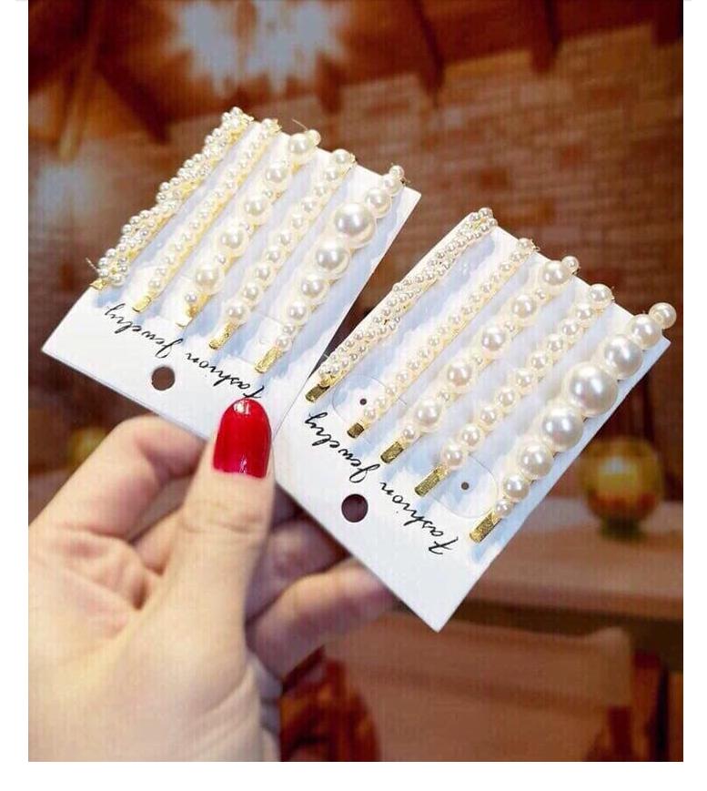 Set 5 kẹp tóc mái phong cách Hàn Quốc đính ngọc thời trang