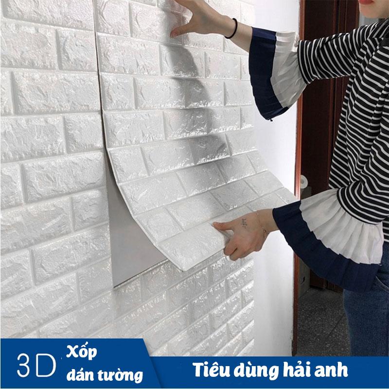 [Chọn màu] Xốp dán tường giả gạch 3D (10 tấm) kích thước 70x77cm cách âm, cách nhiệt dễ lau chùi