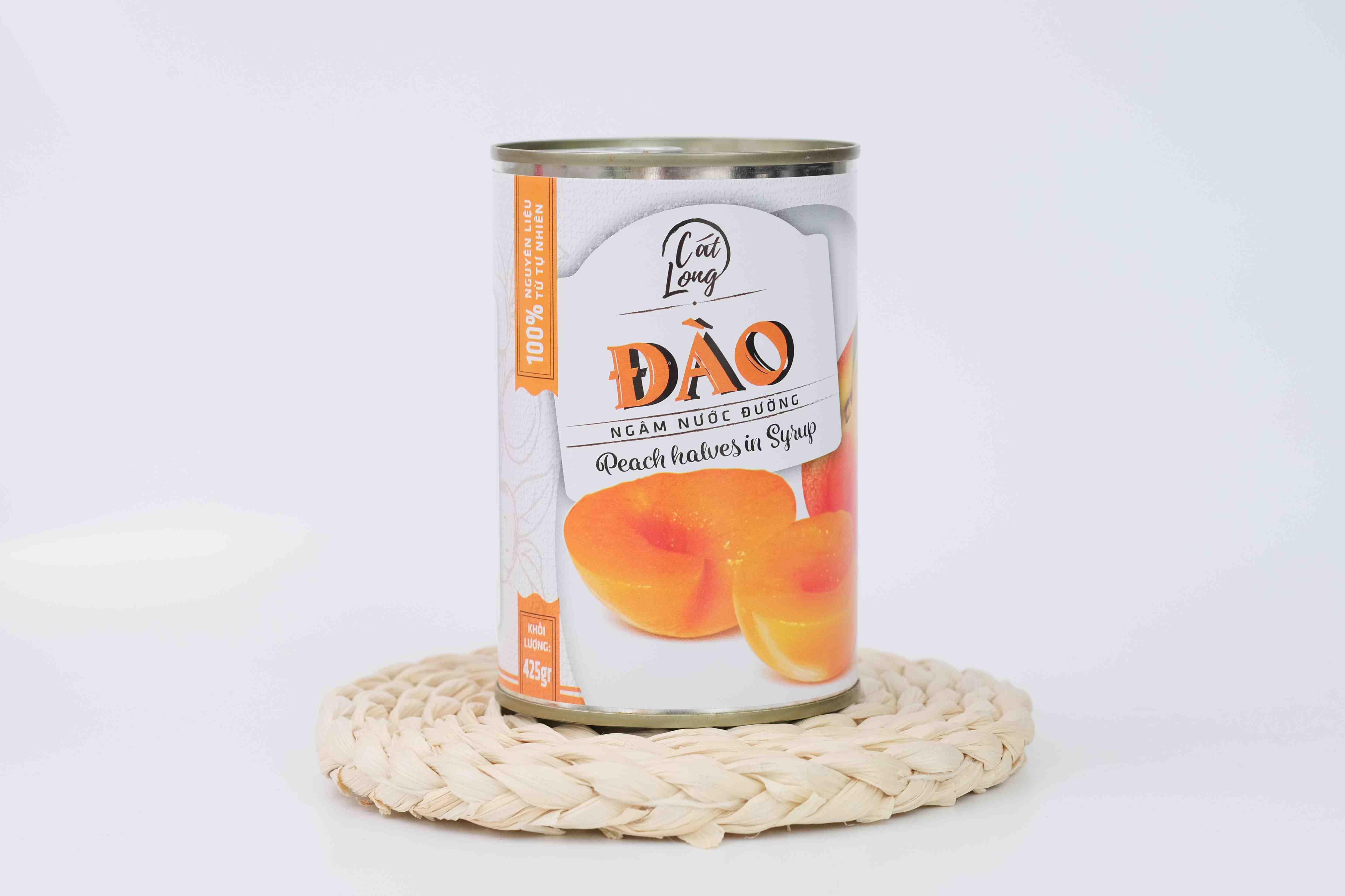 Đào ngâm nước đường Cát Long 425gr