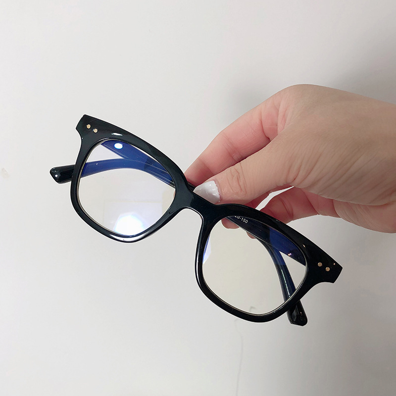 Giá bán Kính giả cận nam nữ mắt vuông phong cách Hàn Quốc, kính mát thời trang bảo vệ mắt chống tia UV mắt kính không độ có thể thay được tròng cận 017