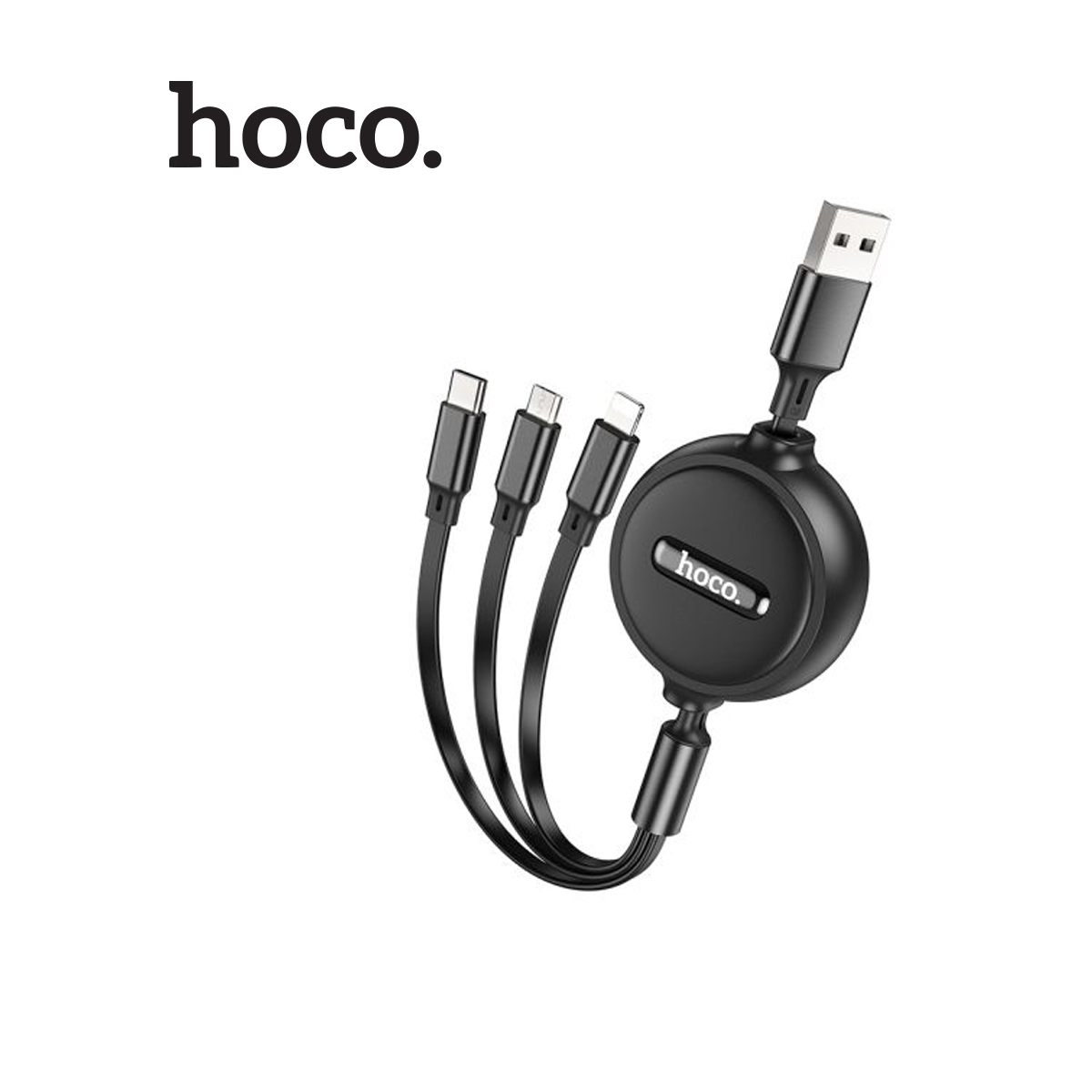 Cáp sạc hoco x75 3in1 lightning + micro usb + type-c thiết kế dây rút đa năng tiện lợi