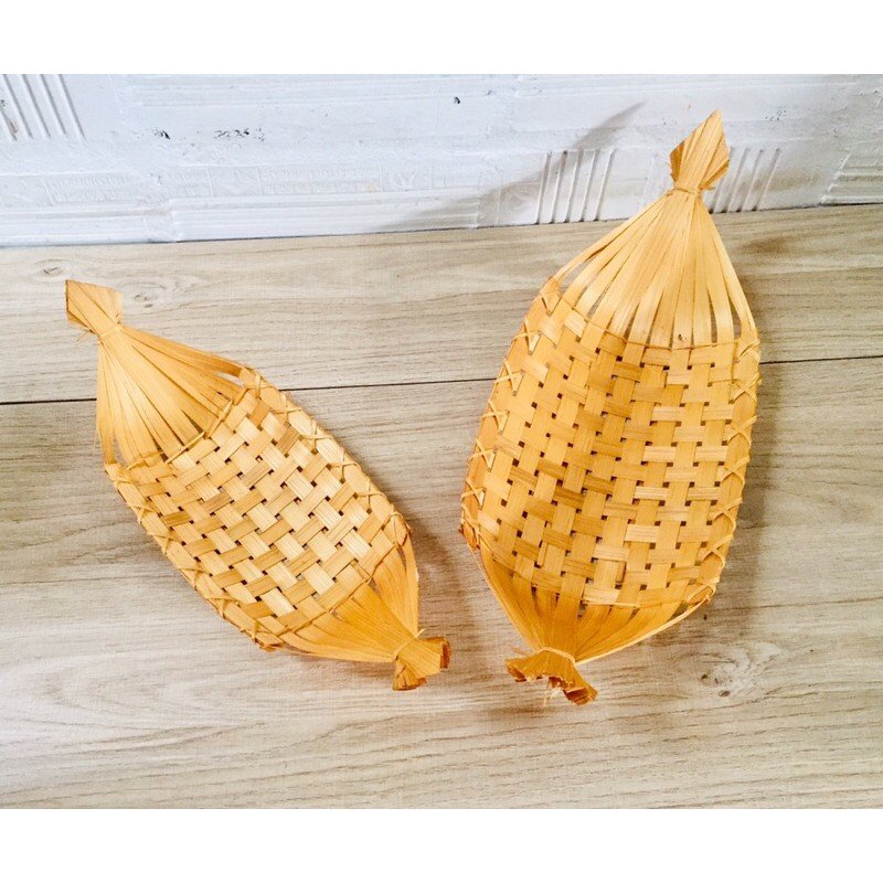 Đĩa tre hình thuyền trang trí decor