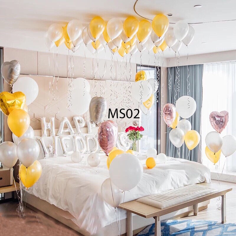 Set bóng trang trí phòng cưới Happy Wedding - HelloBaby