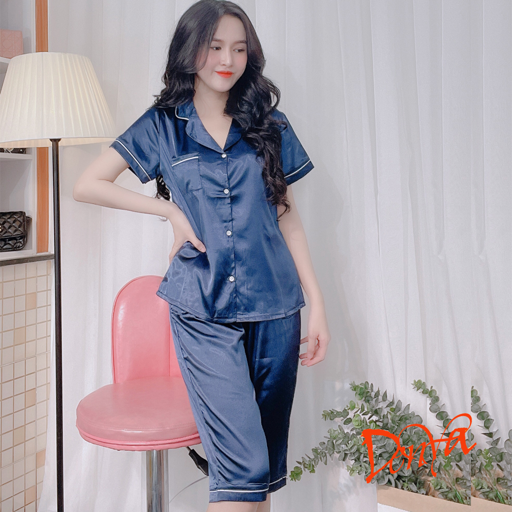 Đồ bộ pijama nữ lửng chất liệu lụa phi mềm mịn DB16