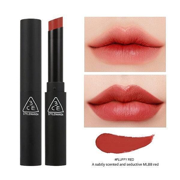 [HCM]Son Thỏi Lì 3CE Slim Velvet Lip #Fluffy Red –Đỏ đất - Hàn Quốc