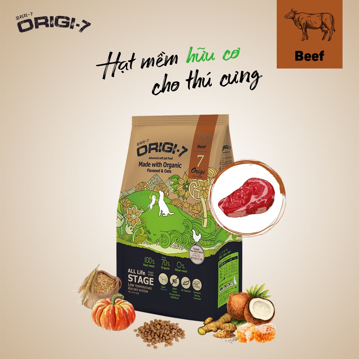 [Túi 400g ] Hạt mềm hữu cơ Origi-7 Cho Chó