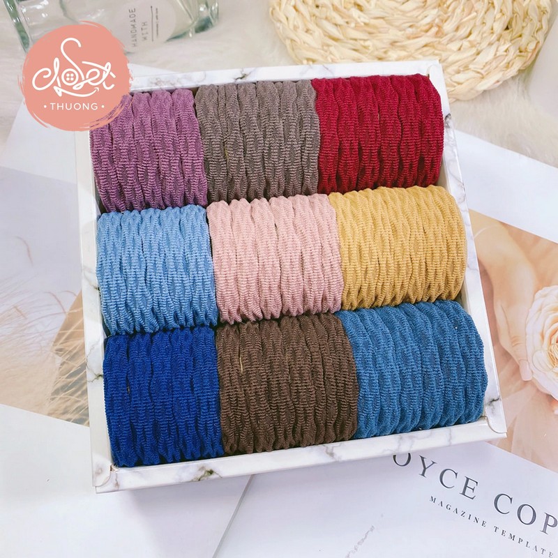 Set 10 Dây buộc tóc, chun buộc tóc, cột tóc phong cách Hàn Quốc nhiều màu DC01