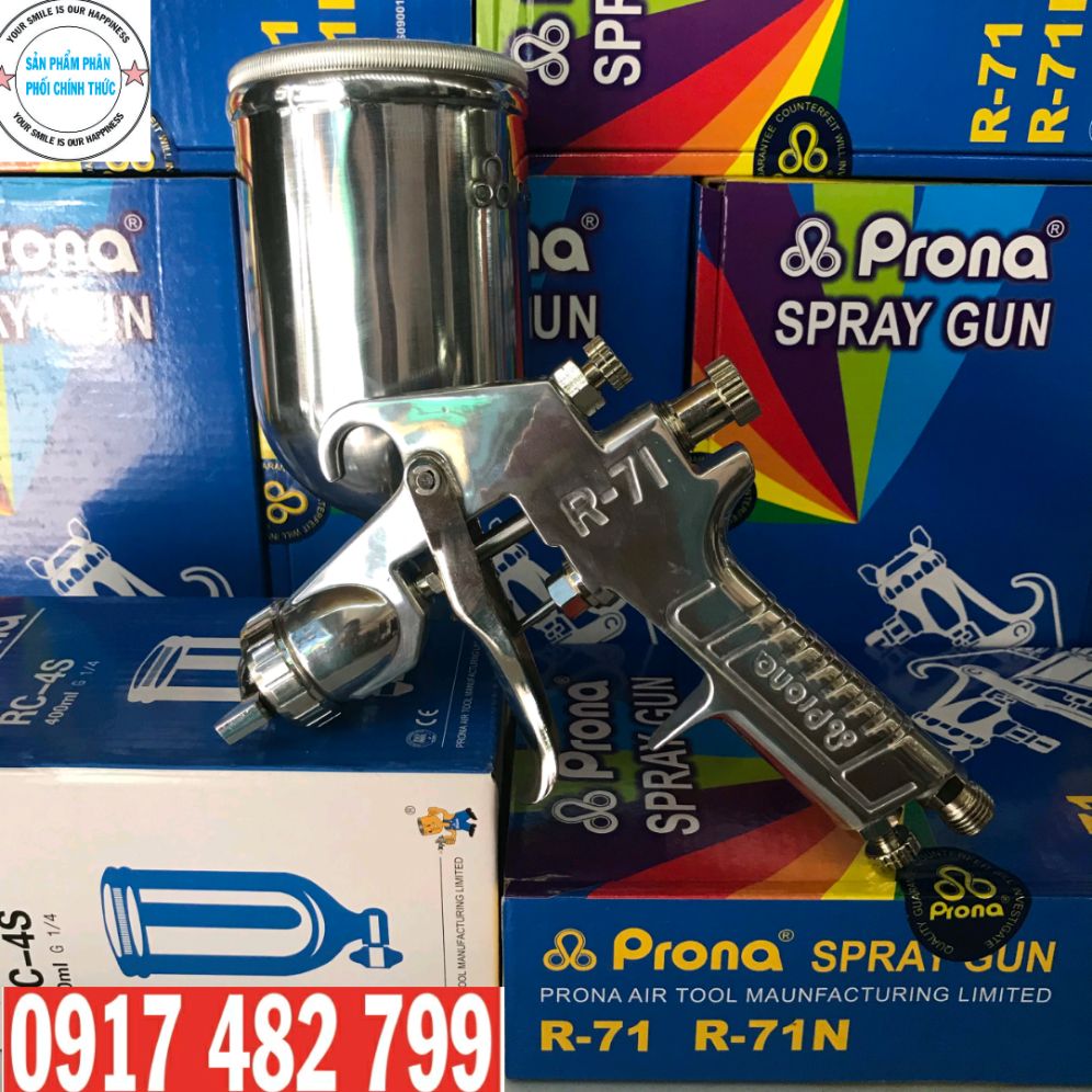 Dụng cụ phun sơn phủ bóng pu r71 prona béc phun 1.3mm
