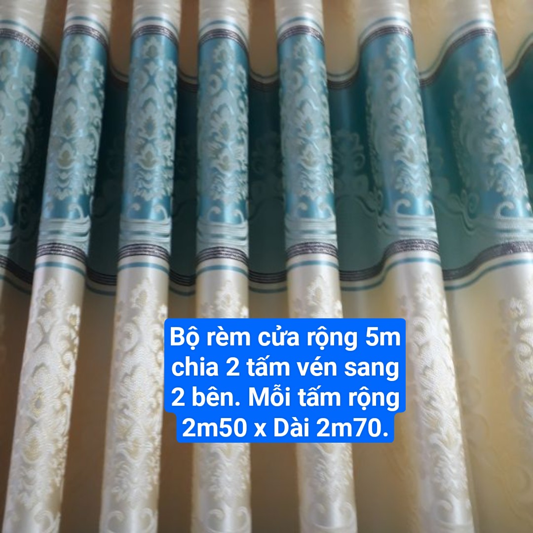 Rèm Cửa Phòng Khách 2 Tấm Rèm Mỗi Tấm Rộng 2m50 x Dài 2m70 và 1 Bộ Thanh Treo Bằng Gỗ Căm Xe Dài 2m60