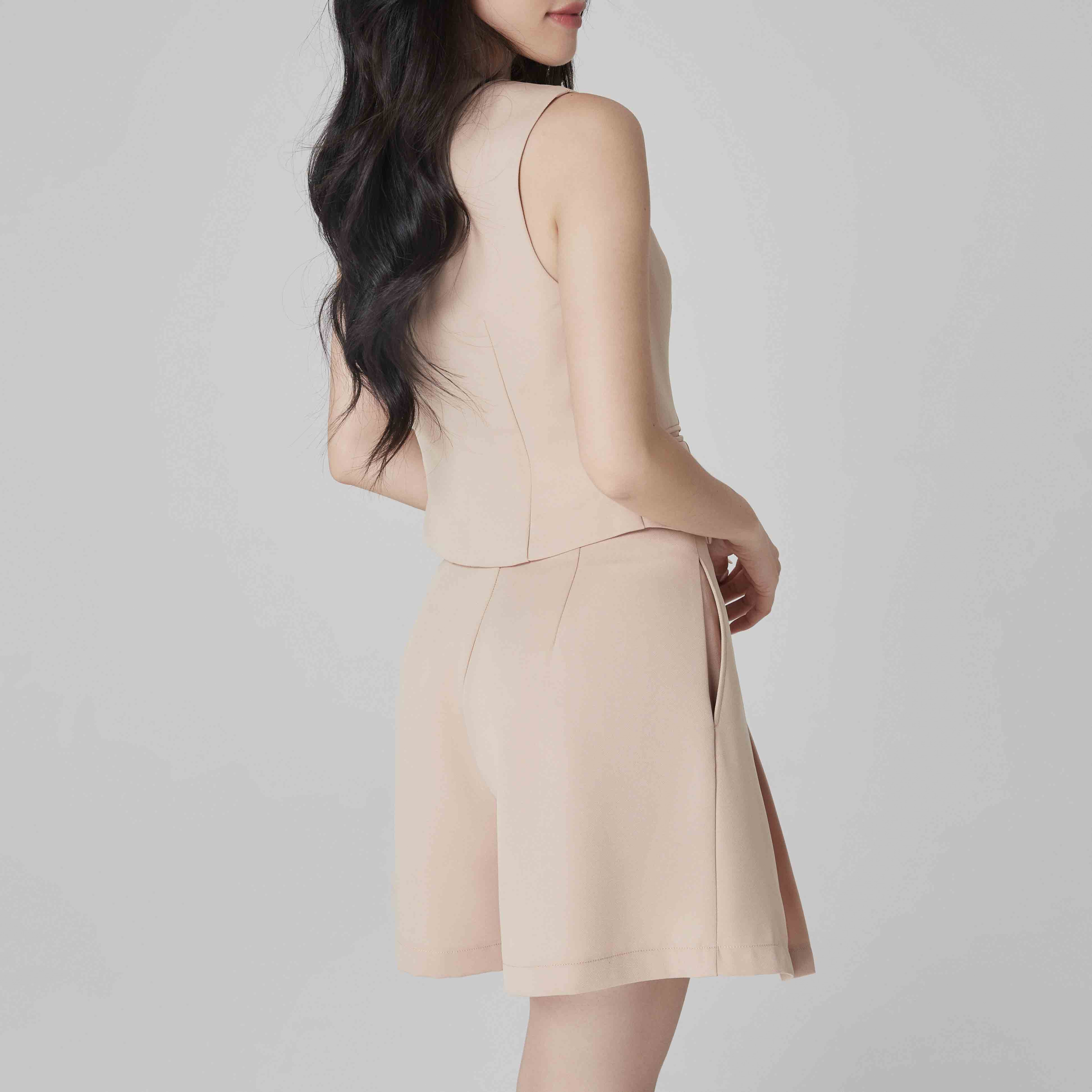 Quần short Maybi ống rộng cotton chéo