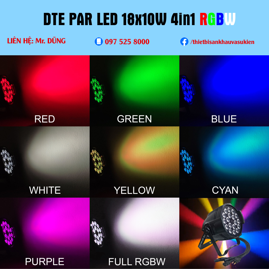 ĐÈN DTE PAR LED 18x10W 4in1 RGBW