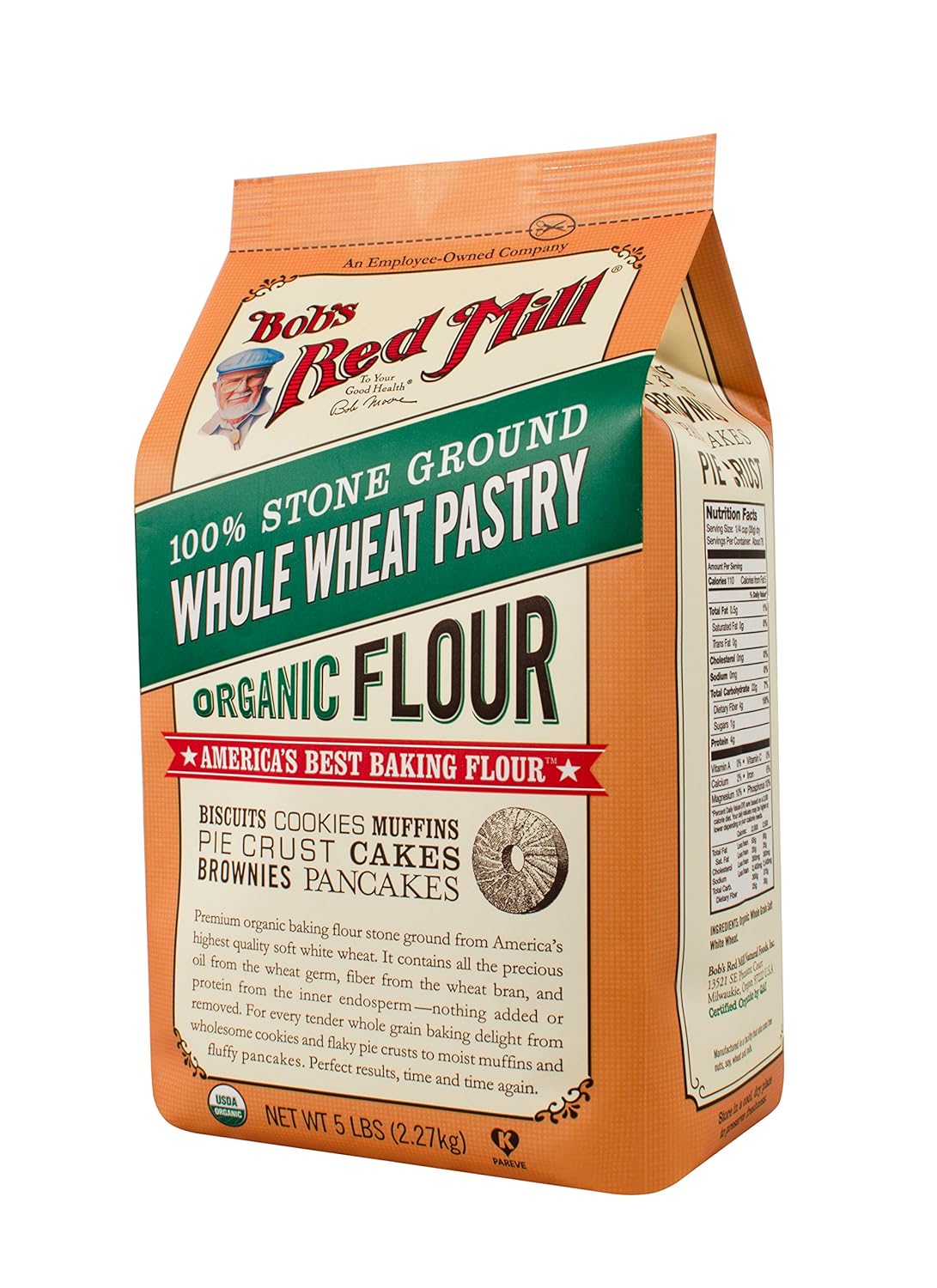 Bột mì nguyên cám lúa mì mềm (Organic Whole Wheat Pastry Flour) - Bob's Red Mill - 2.27kg