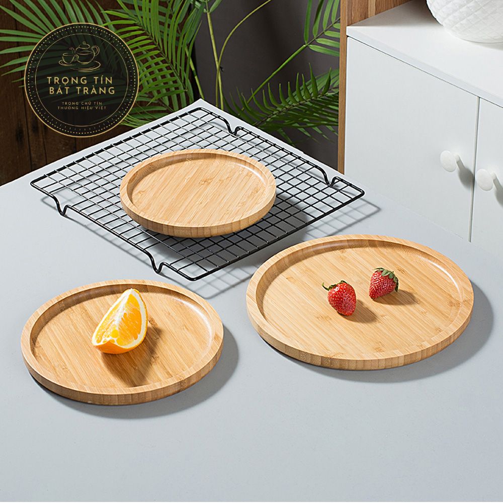 Khay Trà Tròn Gỗ Tre Nhập Khẩu Đa Năng KT52