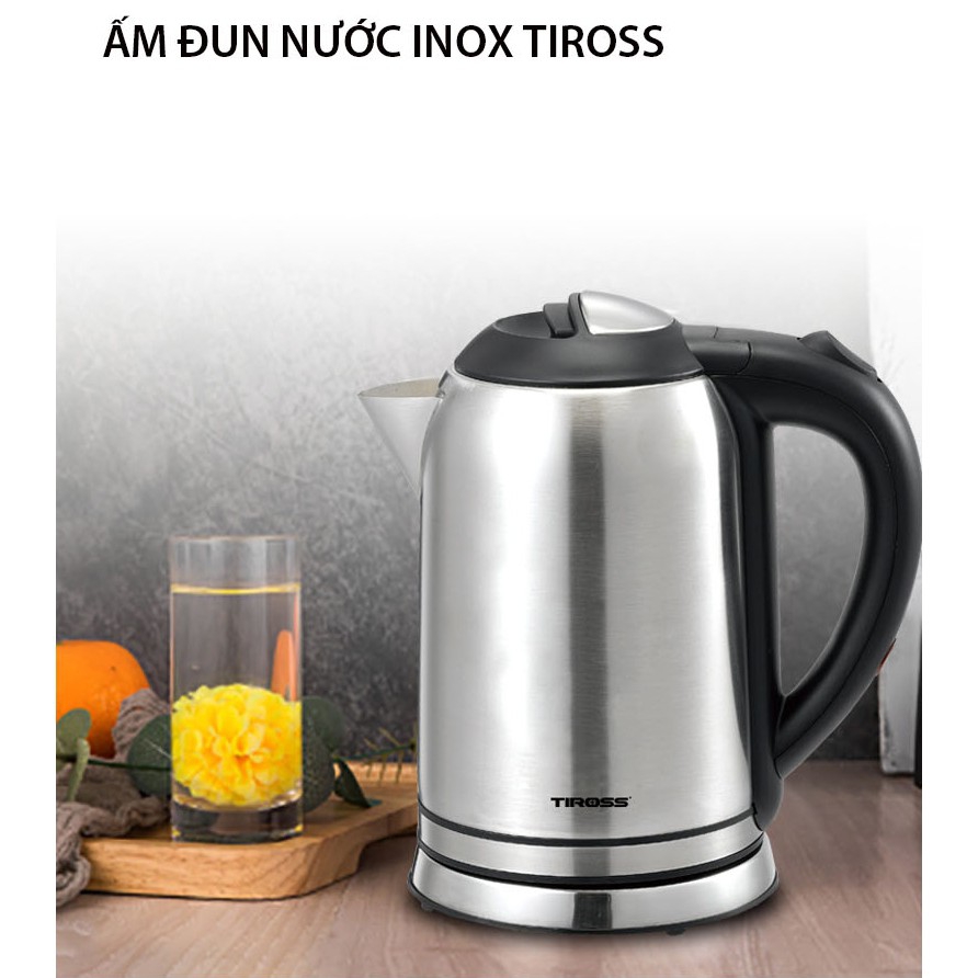 Ấm đun nước siêu tốc inox 304 Tiross TS1367, Sản phẩm chính hãng, bảo hành 12 tháng