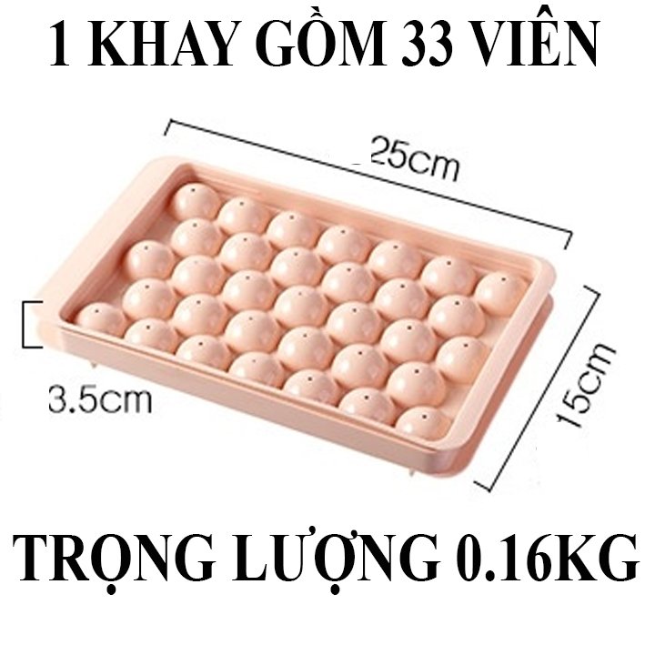 Khay làm đá, Khay làm thạch tròn 33 viên ( Giao màu ngẫu nhiên )- Vạn Lộc 68