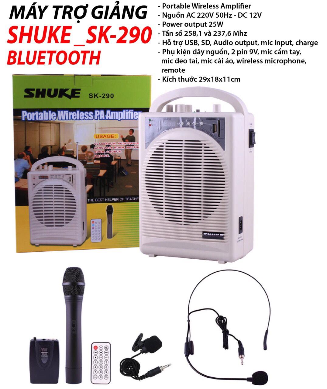 Máy trợ giảng Shuke SK-290 , Có kết nối Bluetooth (Trắng)