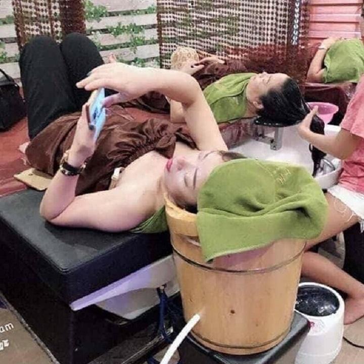 COMBO Thùng xông đầu dưỡng tóc + Máy xông