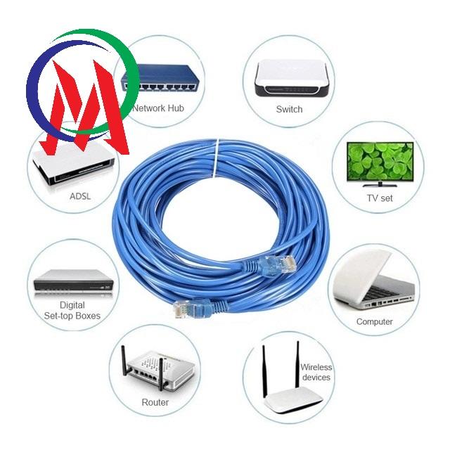 [HCM]( Bấm Sẵn 2 Đầu ) Cáp Mạng UTP Cat 5E Dây Xanh Cable Lan UTP Cat 5E - 35M