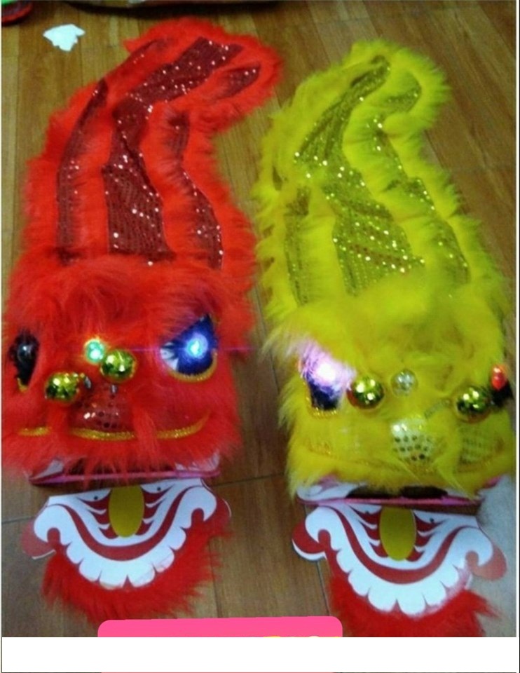 Đầu Lân Trung Thu Cho Bé Có Đèn Nhấp Nháy Kèm Đuôi Kim Sa