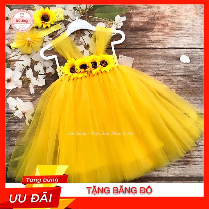 [TẶNG BĂNG ĐÔ, CÀI TÓC] Đầm công chúa cho bé vàng hướng dương