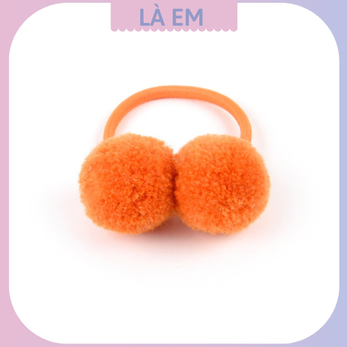 Set 2 dây cột tóc đính cục bông xinh xắn cho bé gái