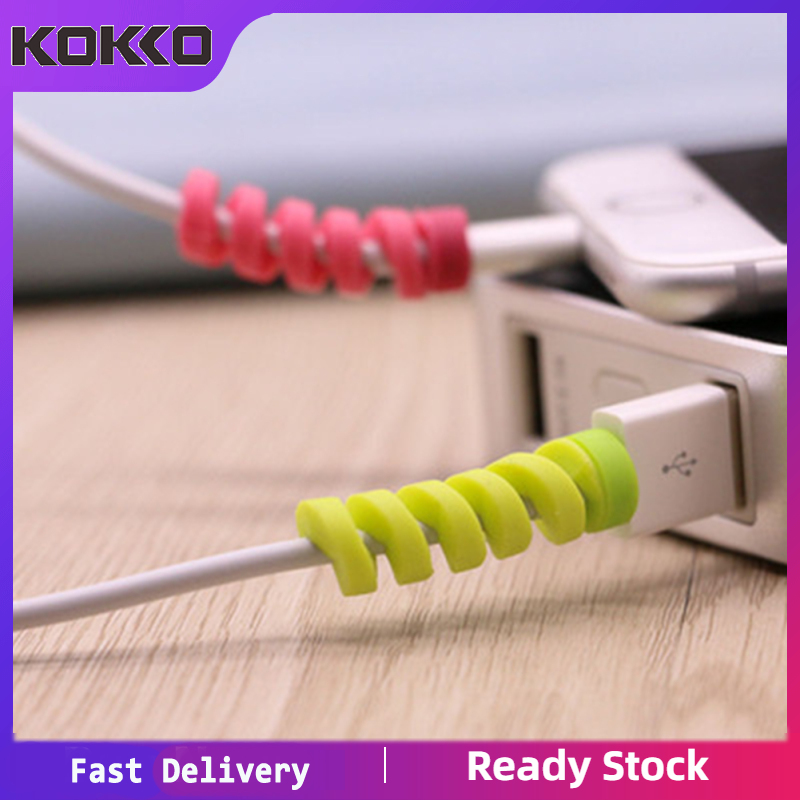 Data Cable Protective Cover Mobile Phone Charging Cable Anti-breaking Threaded Silicone Sleeve