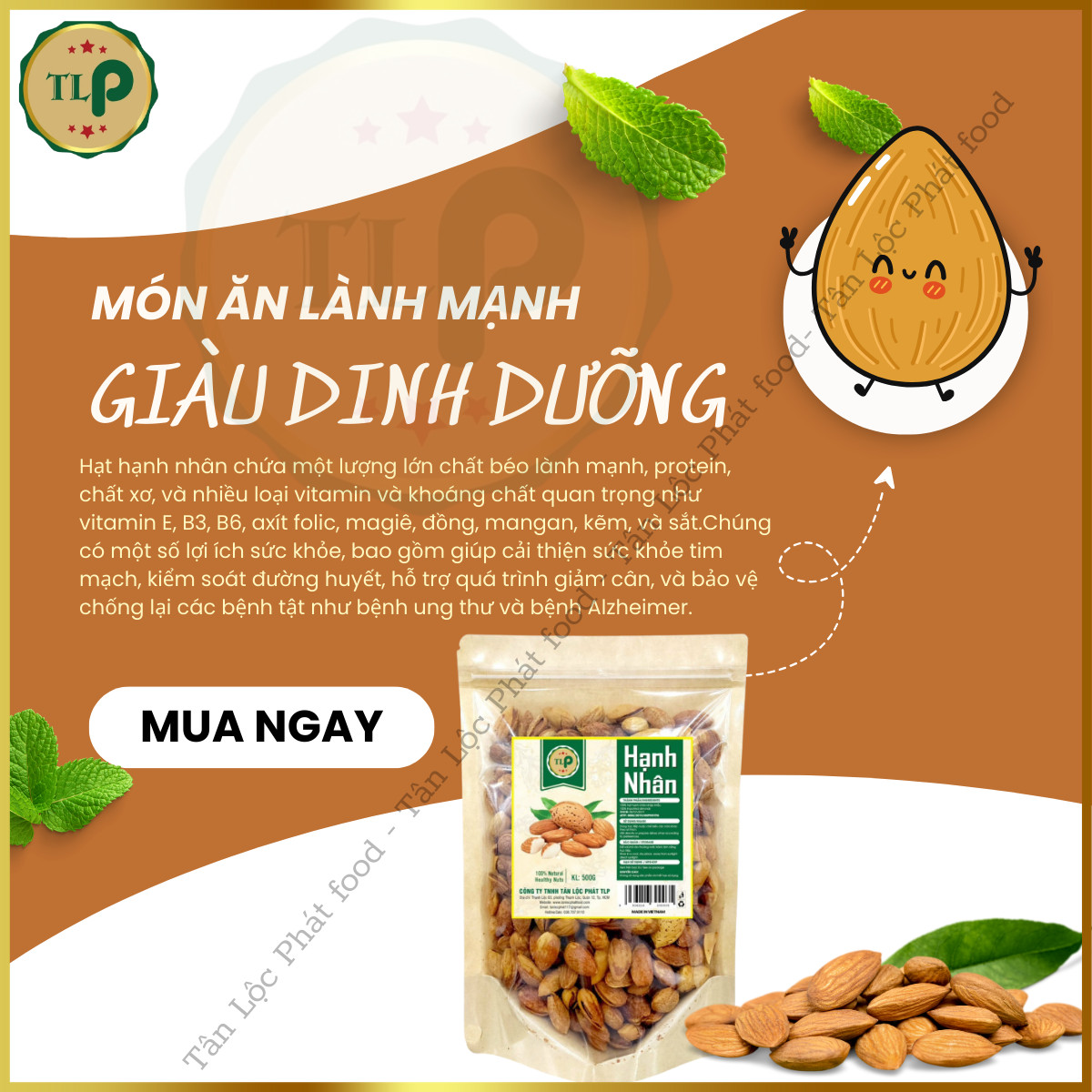 LÕI HẠT HẠNH NHÂN TÂN LỘC PHÁT HŨ 500G