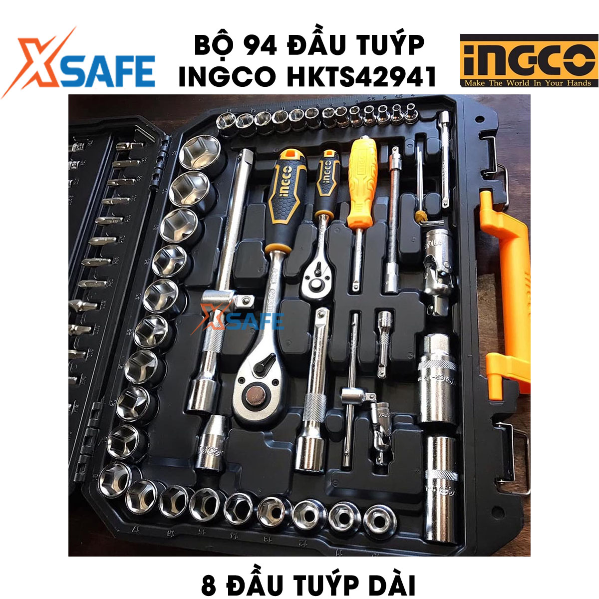 Set 94 top tube ingco HKTS42941 modern equipped with multiple nasal type different. Set type multi-purpose ingco is compact design and light weight, can wear off using a convenient-product genuine xsafe