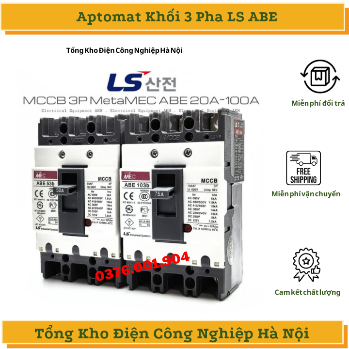APTOMAT Át khối 3 Pha MCCB LS 3P ABE 20A 100A