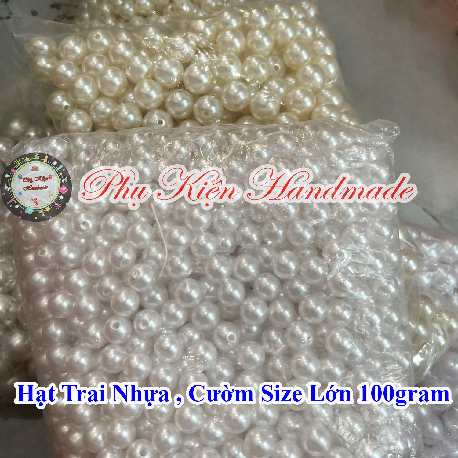 Hạt trai nhựa , cườm size lớn 100gram