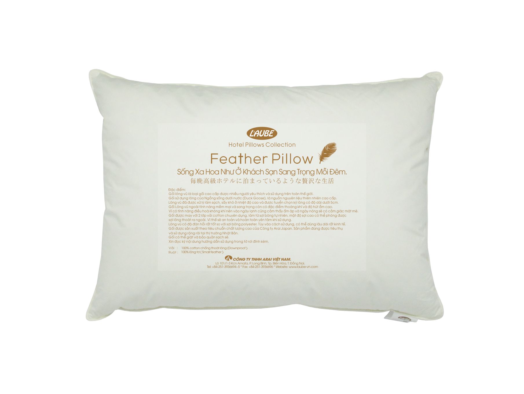 Gối tựa lưng lông vũ cao cấp 40x60 cm