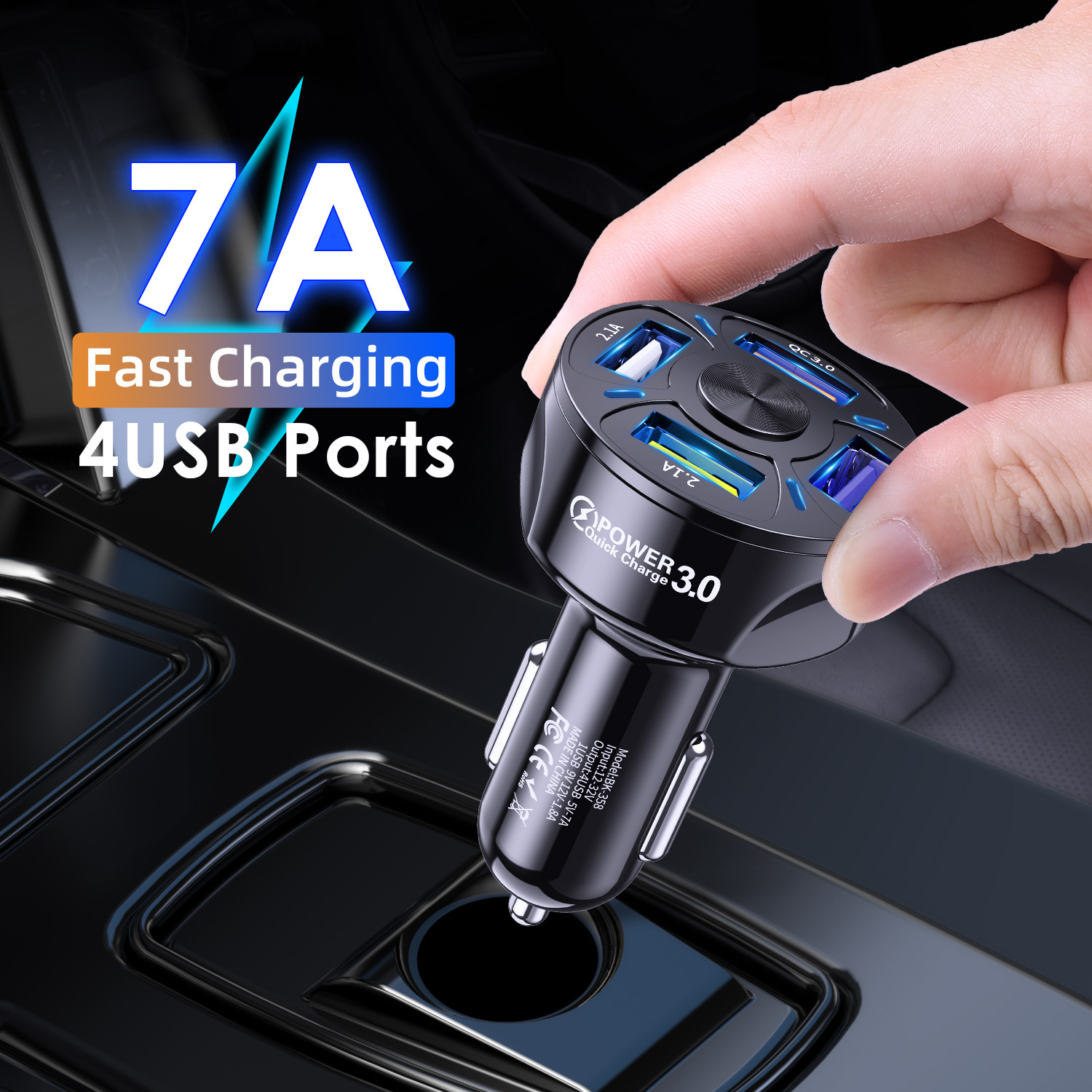 Tẩu Sạc Ô Tô 4 Cổng USB VERSION 2 (Có 1 Cổng Quick Sạc Nhanh 3.0)