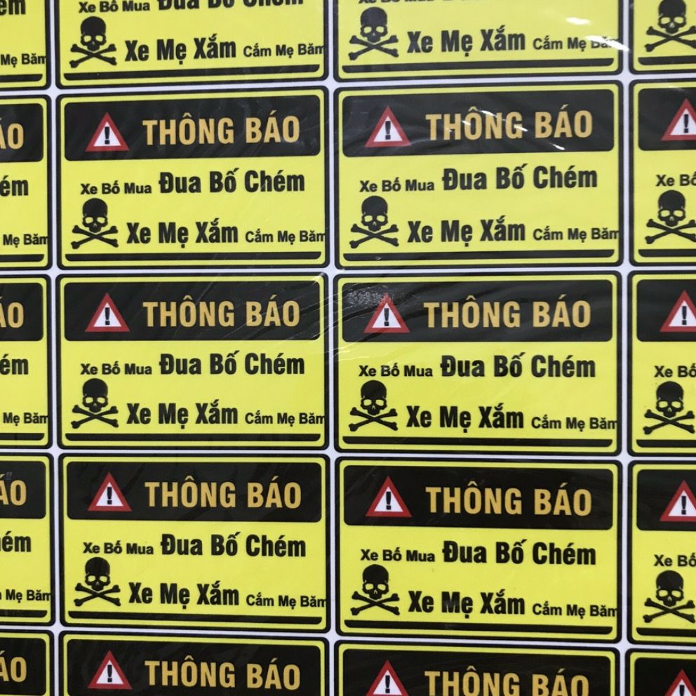 [NGẪU NHIÊN] 2 Tem cảnh báo dán xe máy,  xe điện KÍCH THƯỚC TEM:7.5CMX5CM]