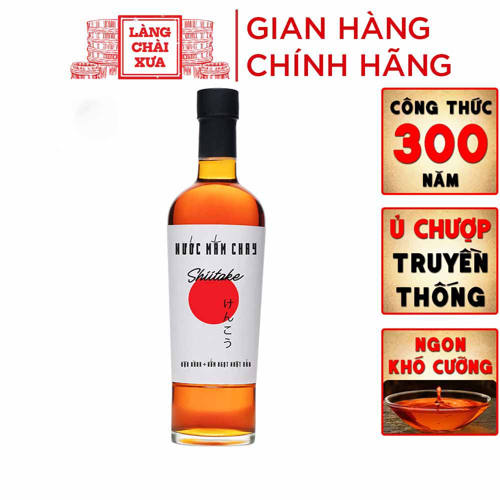 Nước mắm chay Shiitake cao cấp chai thủy tinh 500ml làm từ nấm ngọt Shiitake Nhật Bản, đậu nành, thơm dứa, đường phèn và muối tinh khiết