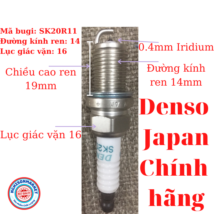 Bugi xe Jolie Zace Getz và Vios (2002-2015) Bạch kim Iridium Denso Japan
