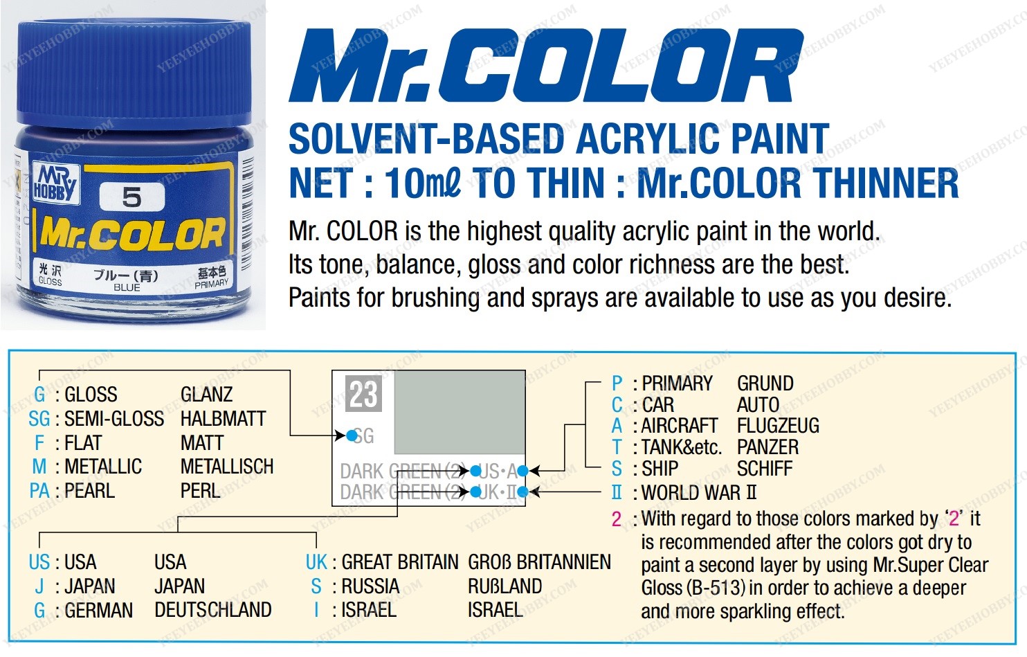 SƠN MÔ HÌNH MR. HOBBY - MR. COLOR (C63~C90)