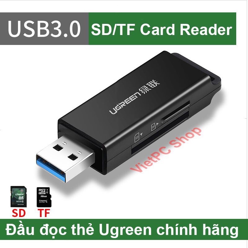 Bảng giá Đọc thẻ nhớ Ugreen 2 in 1 chuẩn USB 3.0 tốc độ cao Phong Vũ